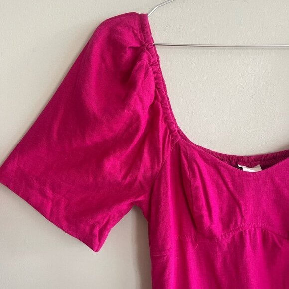 A New Day Women’s Pink Puffed Sleeve Linen Blend Dress - Picture 4 of 11